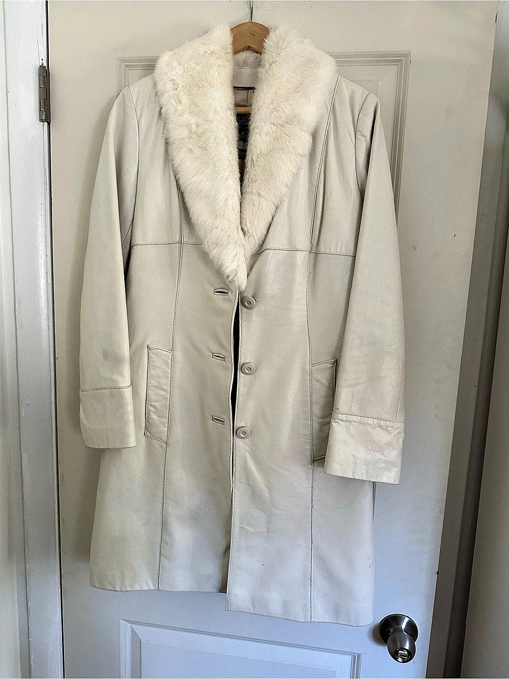 Wilson Leather Coat with Fur Collar Size Small